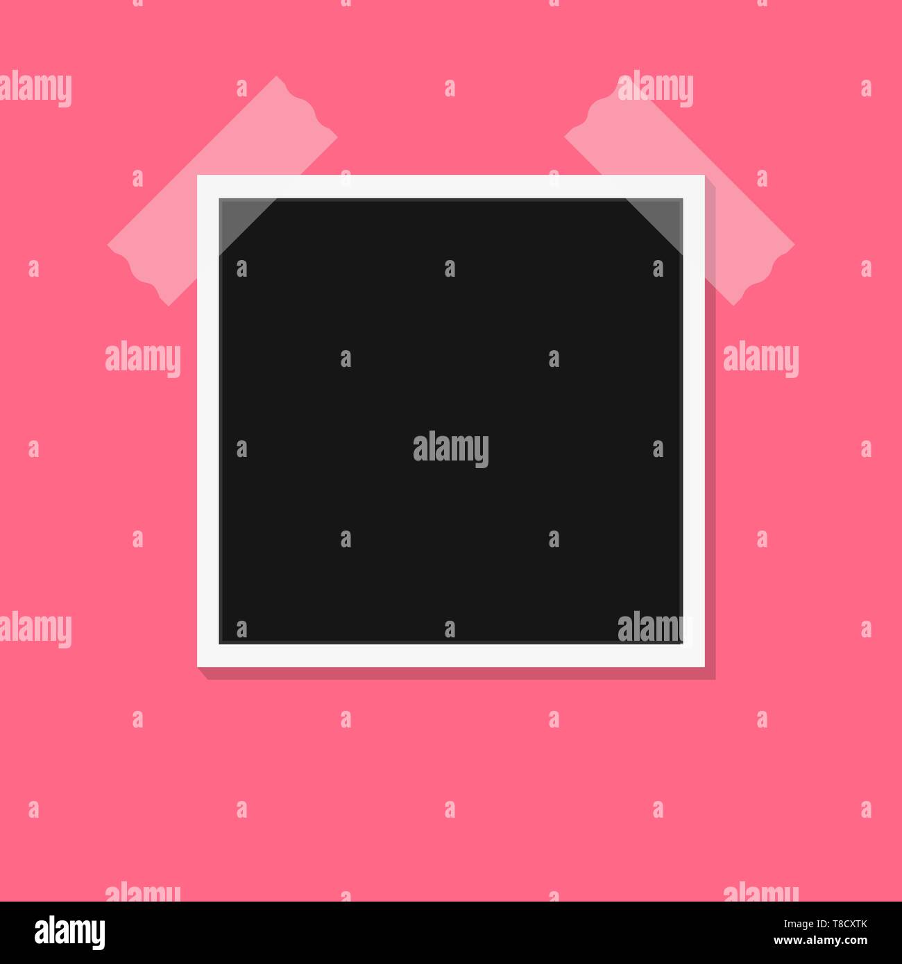 Bianco e nero photo frame isolati su rosa. In stile vintage. Illustrazione Vettoriale eps10 Illustrazione Vettoriale