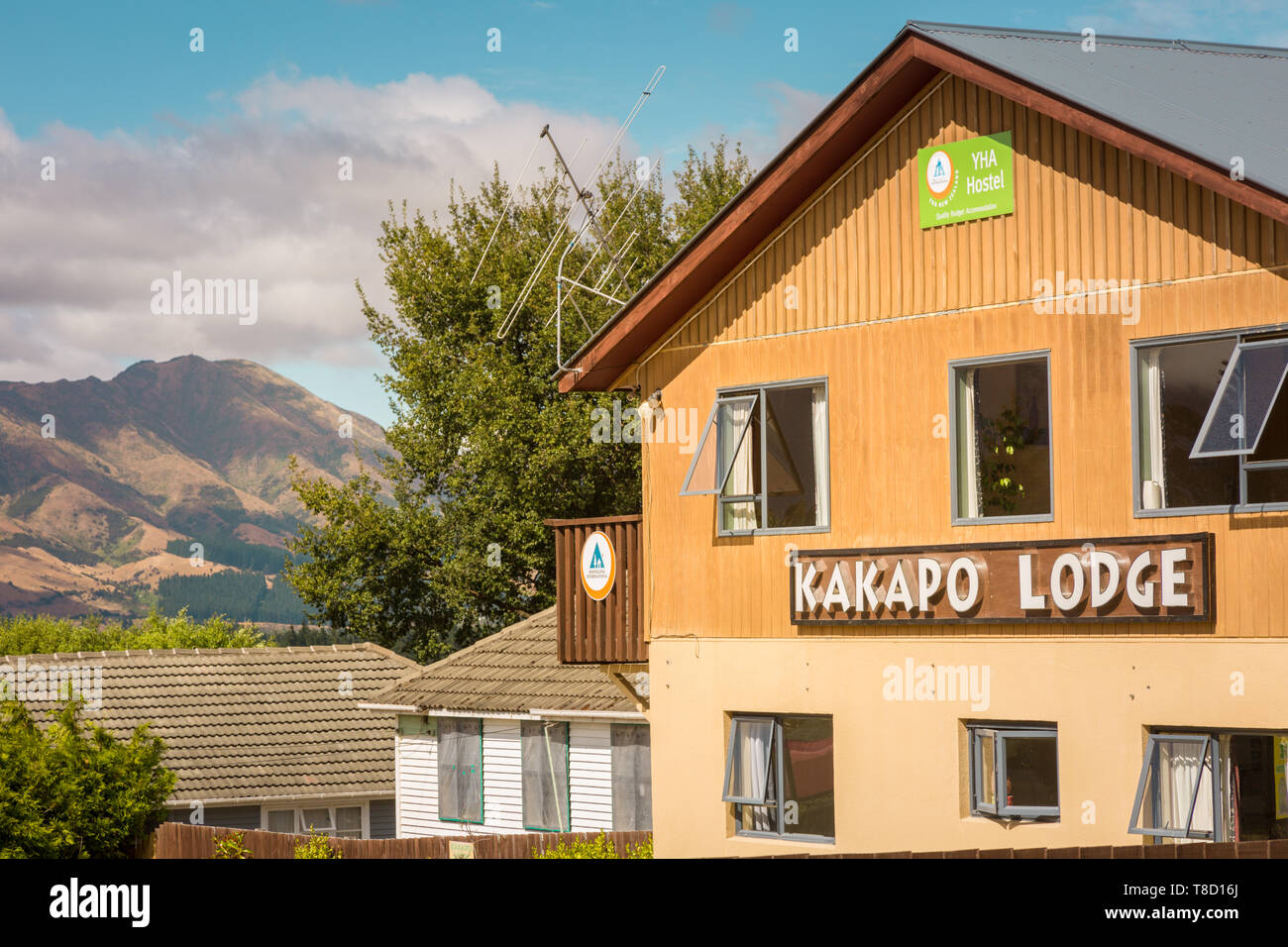 Kakapo lodge accommodation, Hanmer Springs, Nuova Zelanda Foto Stock