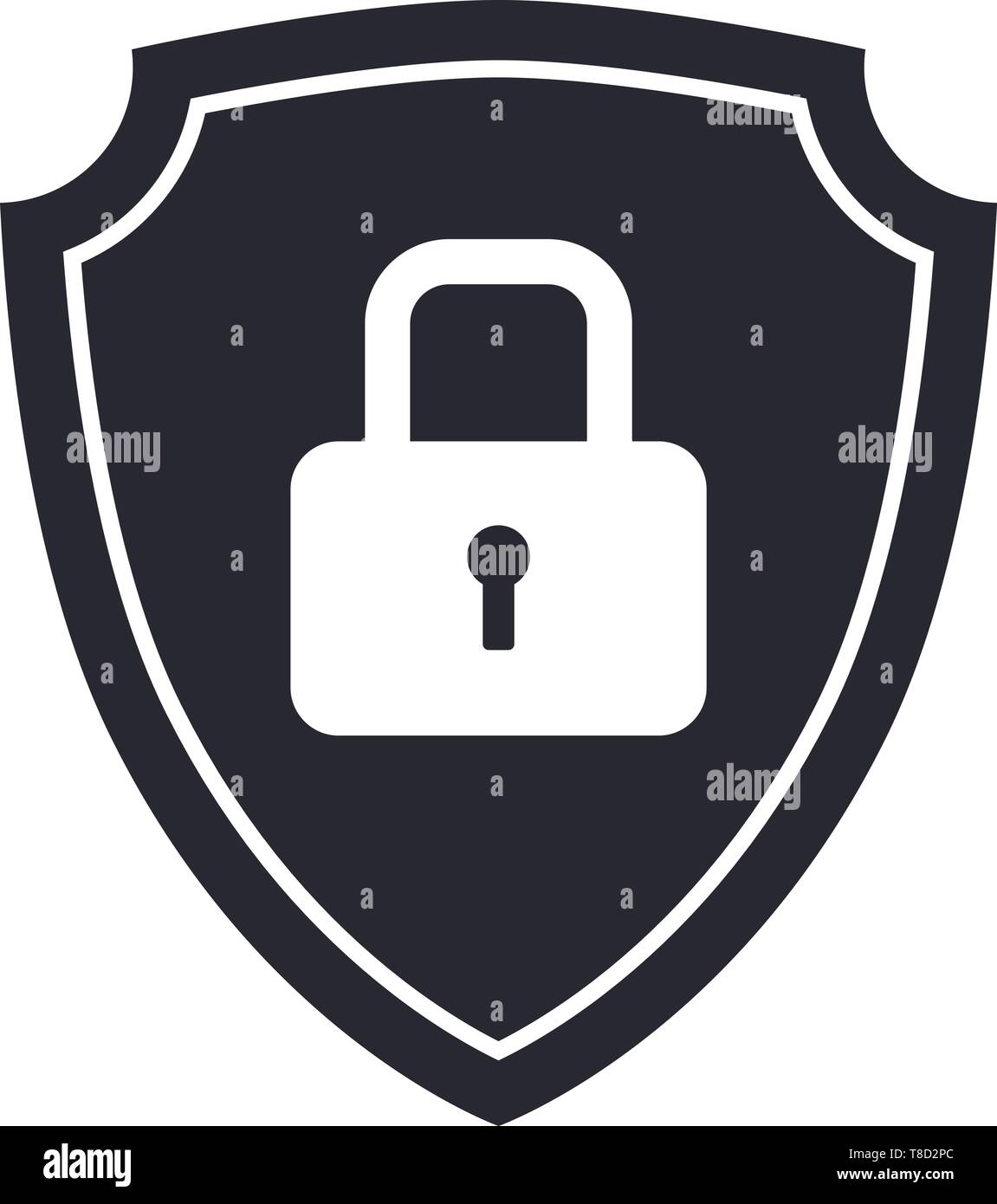 Icona dello scudo simbolo con serratura di sicurezza per la protezione illustrazione vettoriale 3 Illustrazione Vettoriale