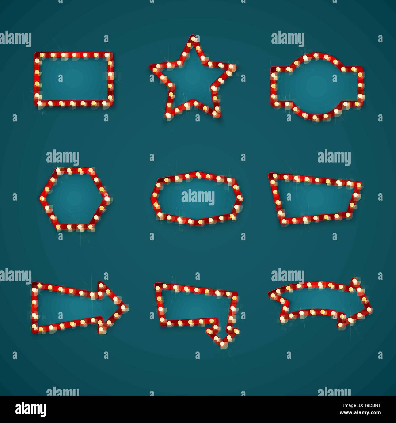 Retrò segni di intestazione impostare il modello con spazio per il testo. Forma geometrica cartelli ed etichette di freccia. Illustrtion vettore Illustrazione Vettoriale