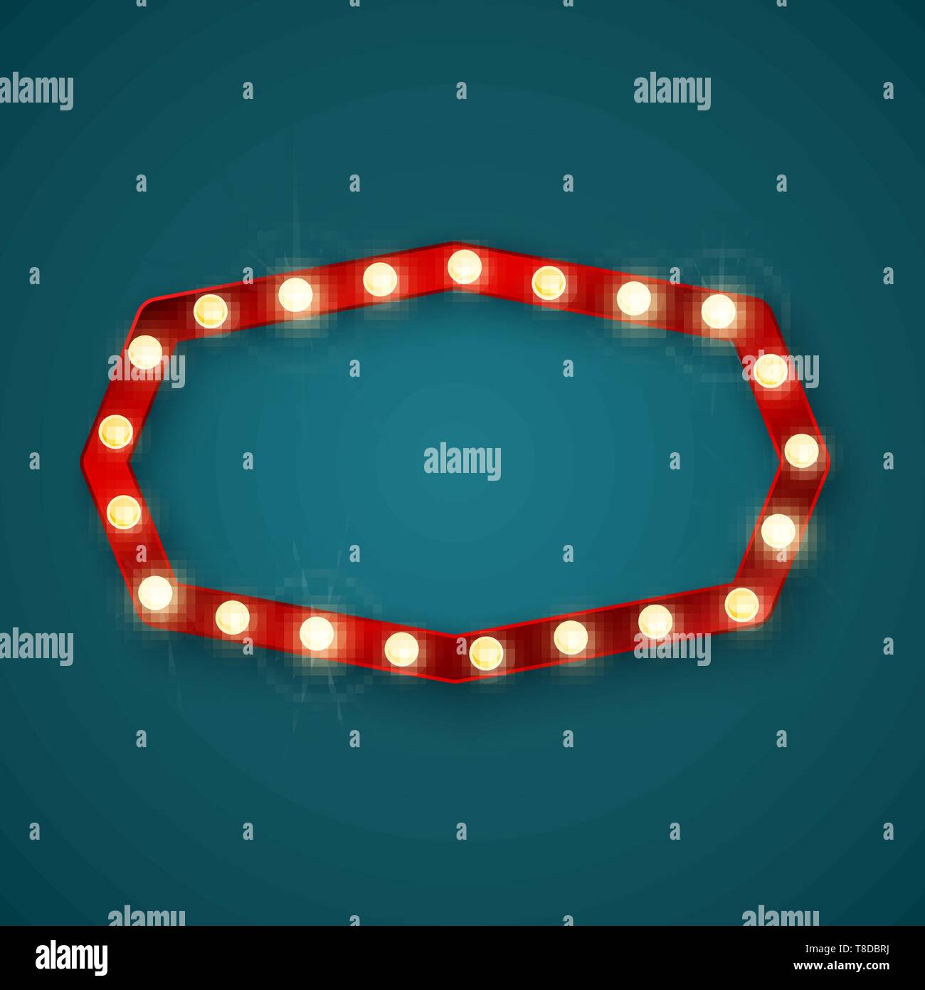 Banner retrò segno. Cartello in un motel o casinò pubblicità con spazio per il testo. Illustrazione Vettoriale Illustrazione Vettoriale