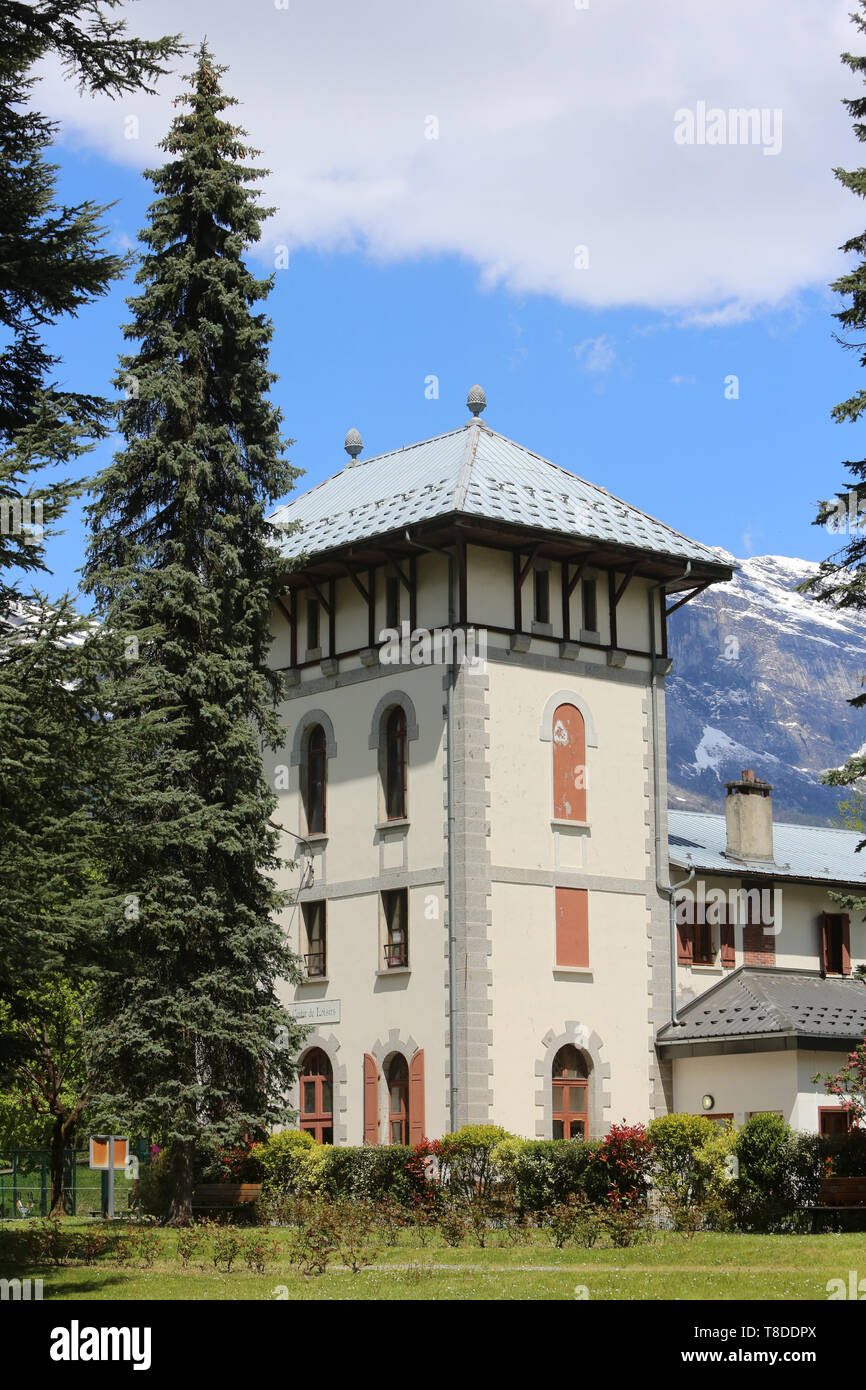 Centre de Loisirs du Fayet dans le parc Thermal. Saint-Gervais-les-Bains. Alta Savoia. Auvergne-Rhône-Alpi. Francia. Europa. Foto Stock