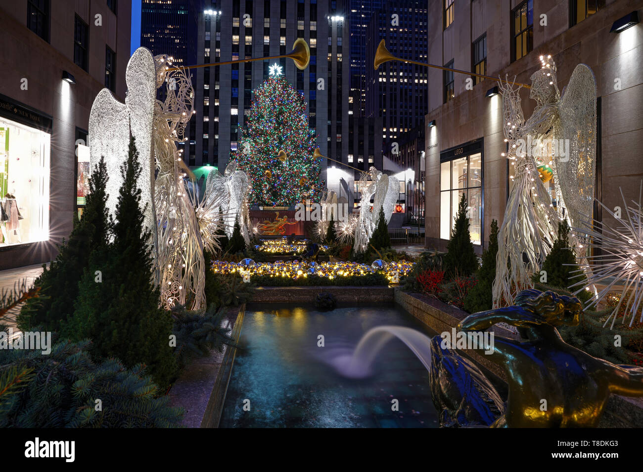 Le decorazioni di Natale al Rockefeller Center Foto Stock