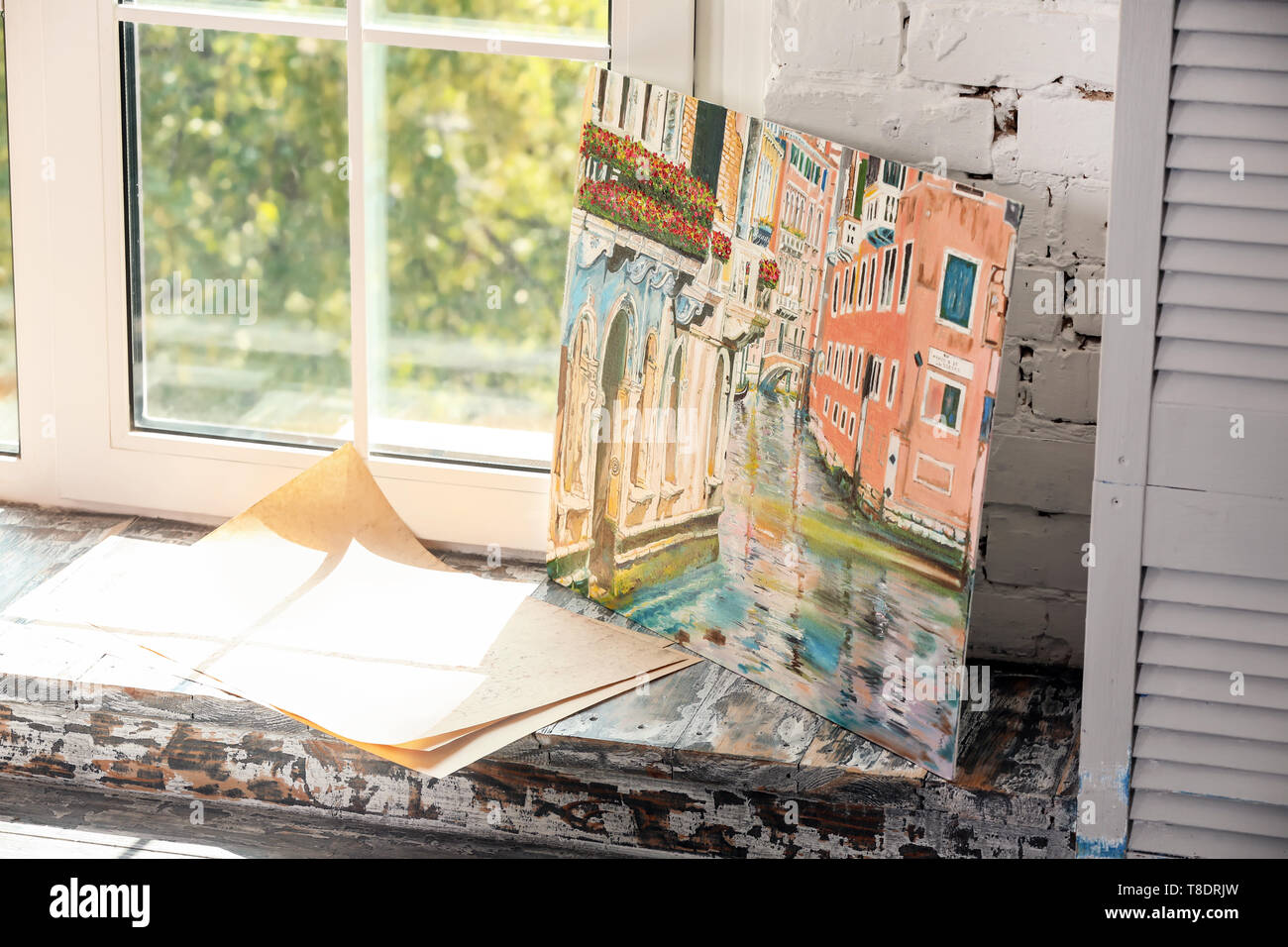 Bella immagine sul davanzale in studio dell'artista Foto Stock