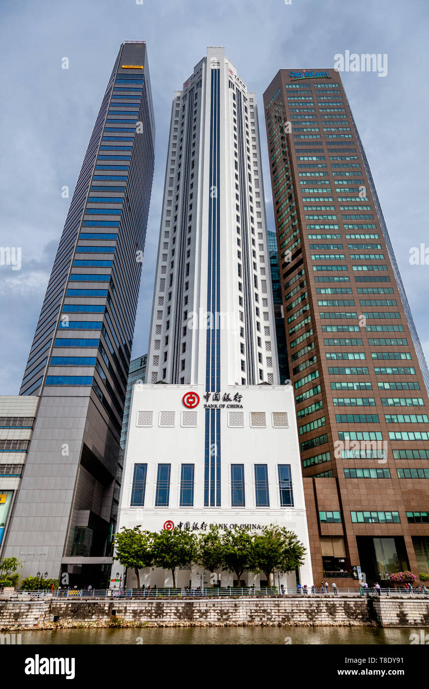 La Banca di Cina Building, Central Business District, Singapore, Sud-est asiatico Foto Stock