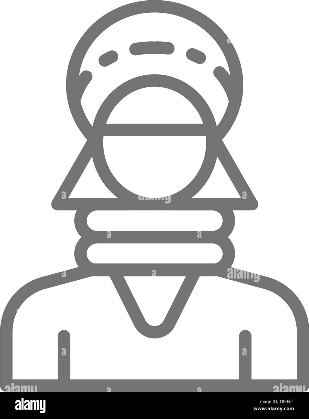 Hill tribe donna in Thailandia, hmong tribù del nord icona linea. Illustrazione Vettoriale