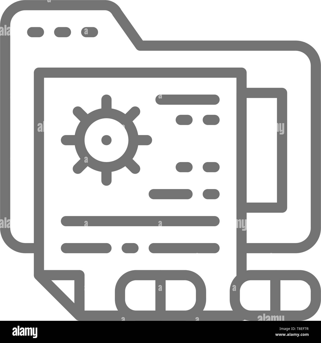 I file del paziente, prescrizione medica cartella icona linea. Illustrazione Vettoriale