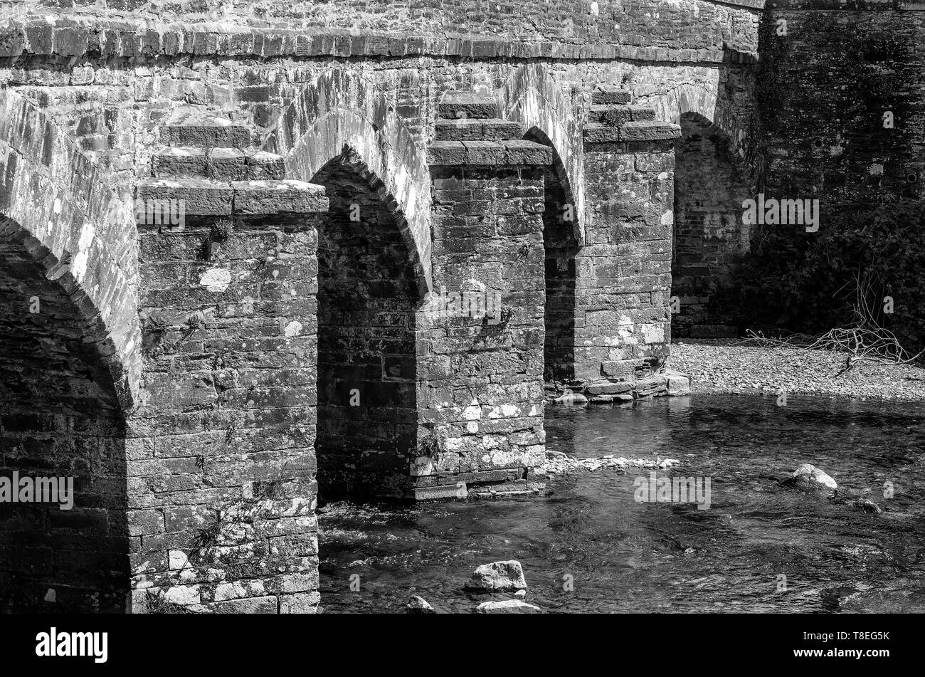 Una vista del ponte stradale a Dulverton, Somerset, Inghilterra, Regno Unito Foto Stock