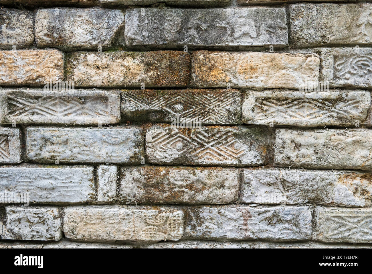 In prossimità di un vecchio grunge muro di mattoni sfondo , texture Foto Stock