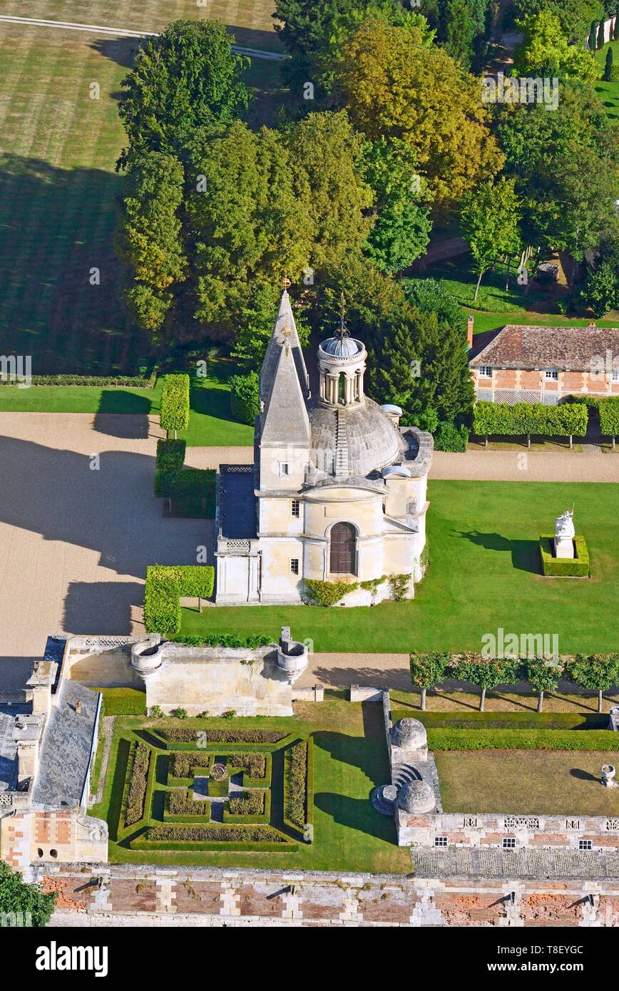 Francia, Eure et Loir, Chateau d'Anett, XVI secolo castello rinascimentale commissionato da Enrico II a Diane de Poitiers (vista aerea) Foto Stock