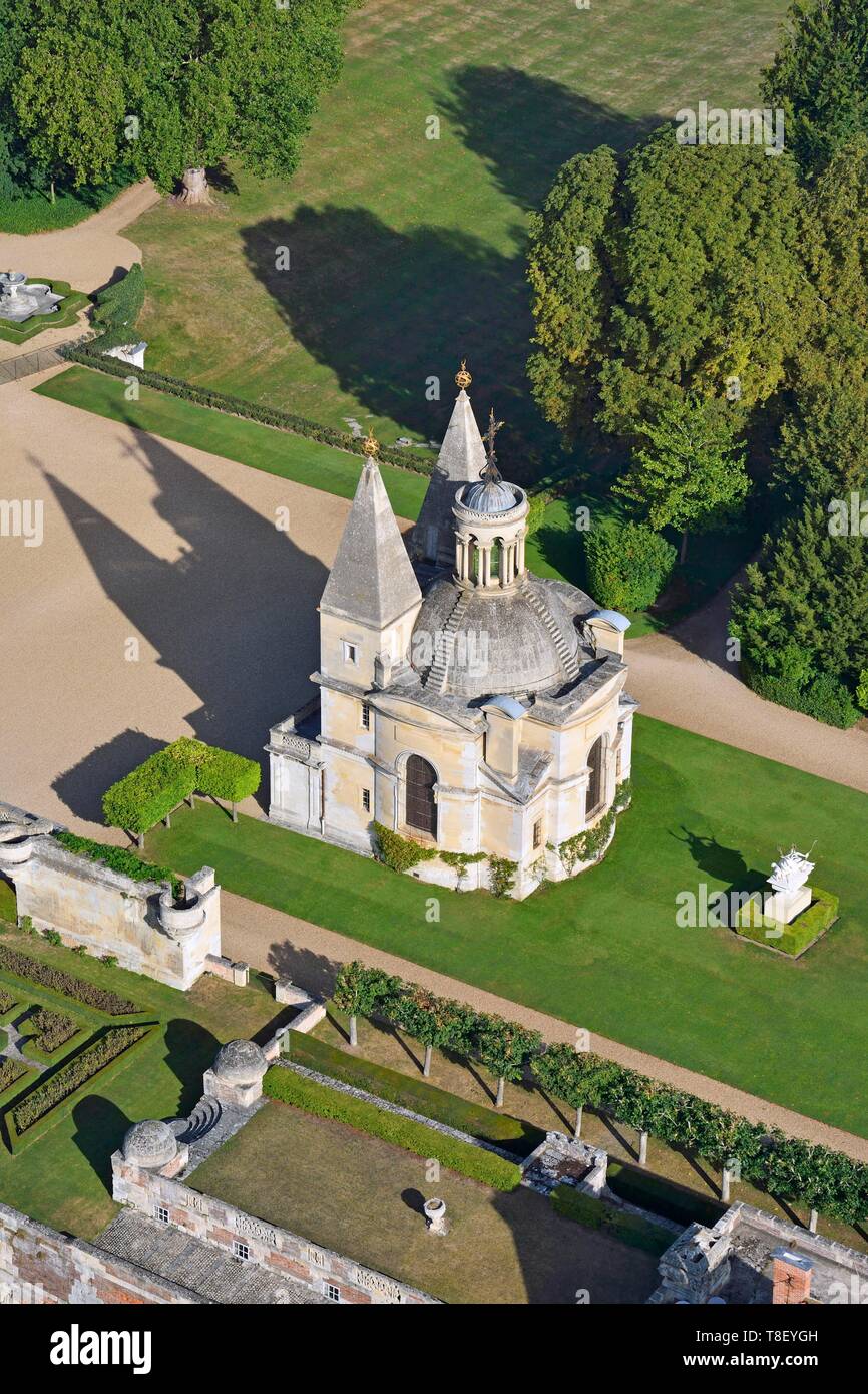 Francia, Eure et Loir, Chateau d'Anett, XVI secolo castello rinascimentale commissionato da Enrico II a Diane de Poitiers (vista aerea) Foto Stock