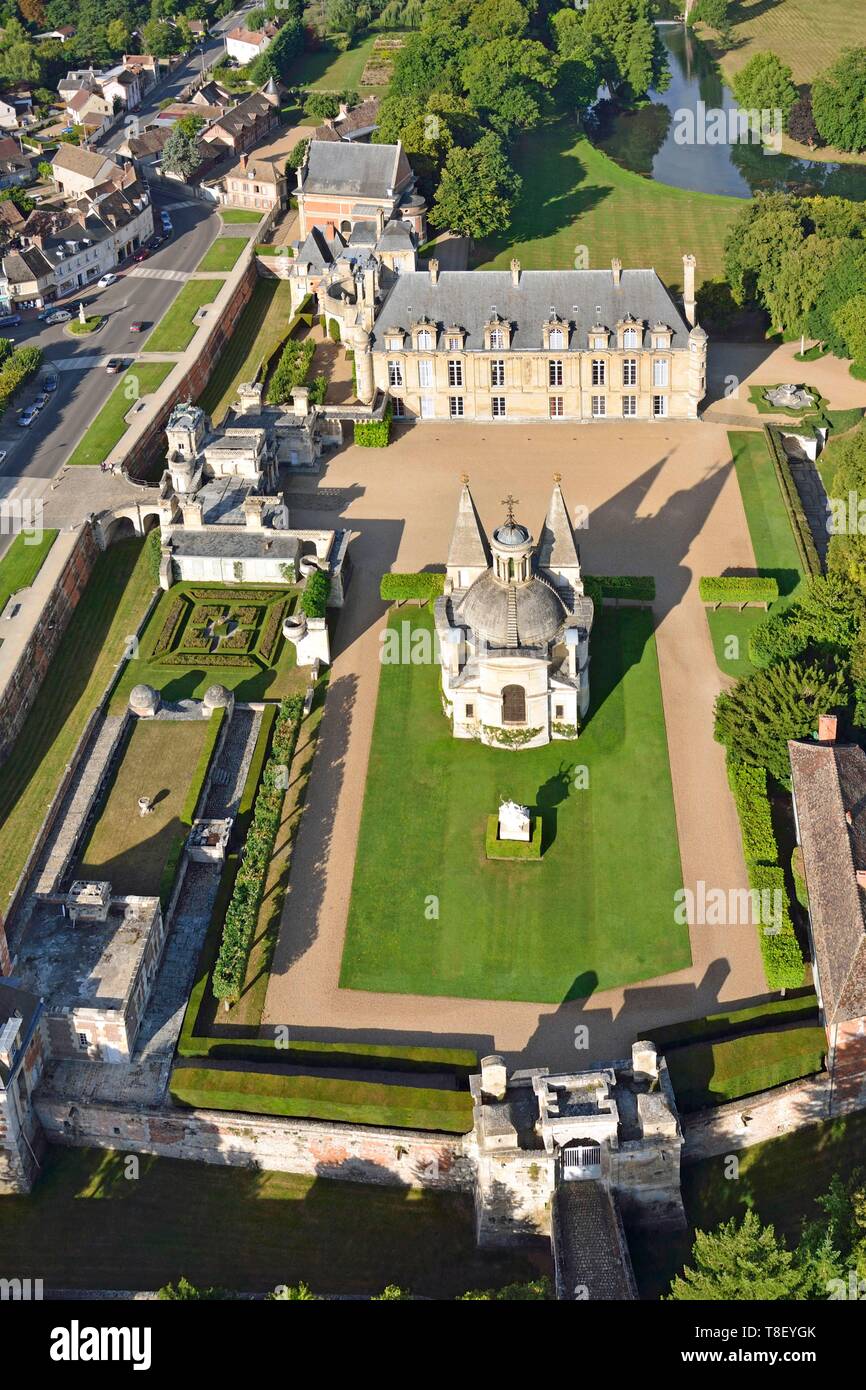 Francia, Eure et Loir, Chateau d'Anett, XVI secolo castello rinascimentale commissionato da Enrico II a Diane de Poitiers (vista aerea) Foto Stock