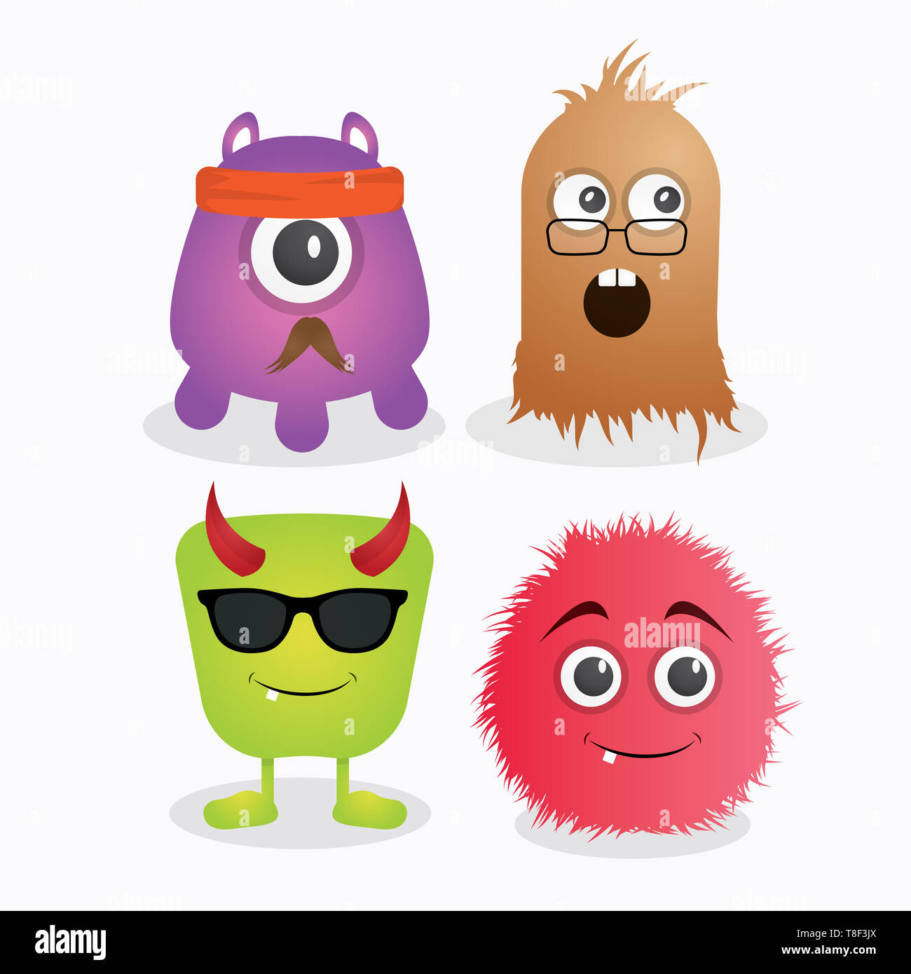 Un set di graziosi monster template design vettoriali Foto Stock