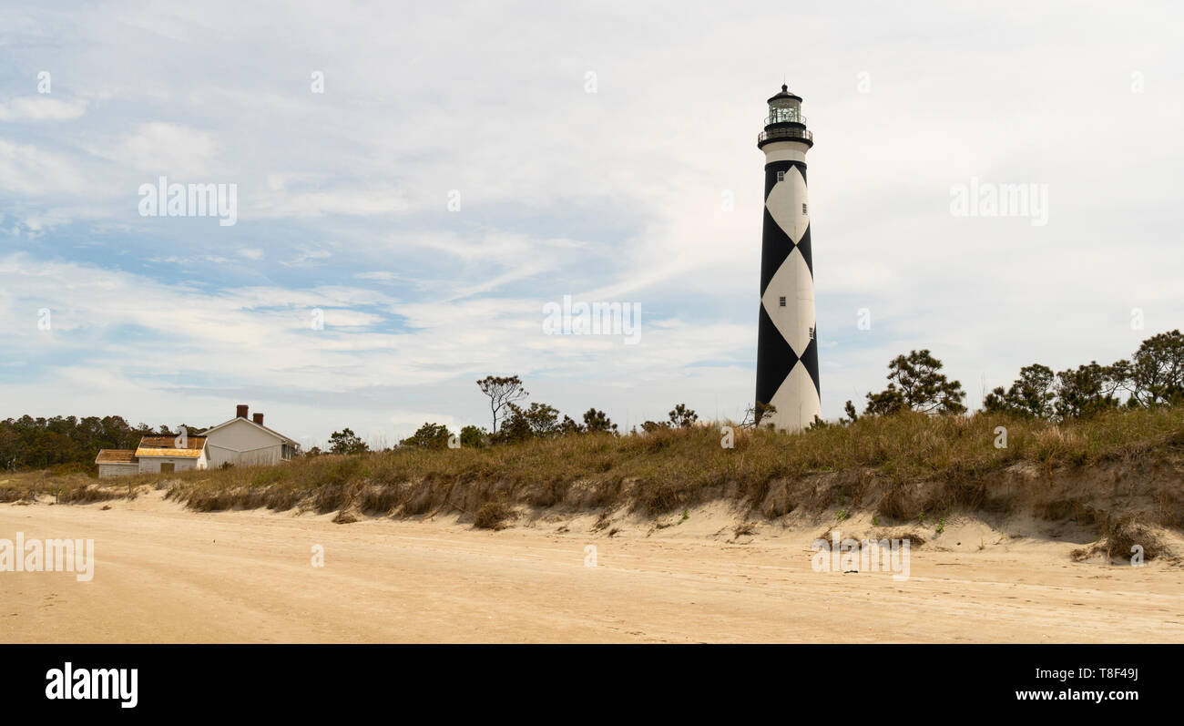 Cape Lookout Lighthouse banche Core South Carolina Waterfront Foto Stock