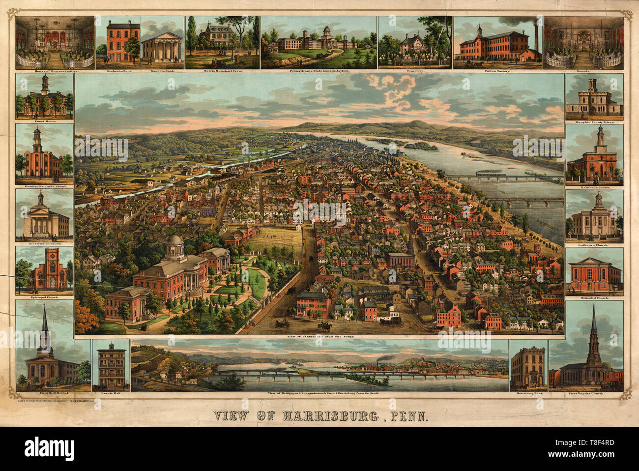Vista di Harrisburg, Pennsylvania, circa 1855 Foto Stock