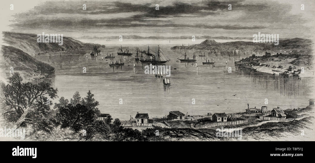 Trinity Bay e cuori contenuto, Terranova, la posizione in cui l'estremità occidentale del cavo Atlantico era sono state previste, 1865 Foto Stock