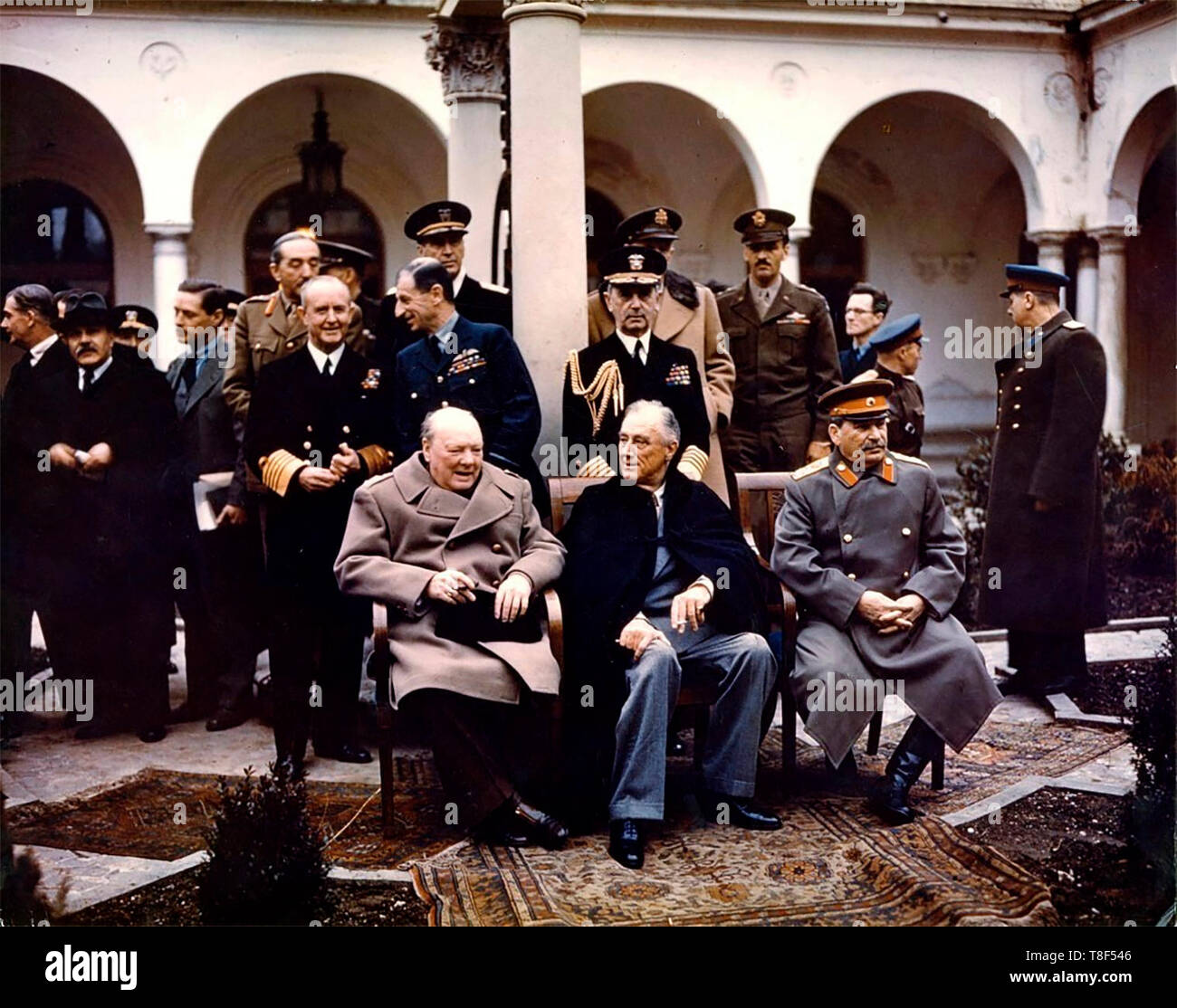 Conferenza di Yalta 1945: Churchill, Roosevelt, Stalin. Foto Stock