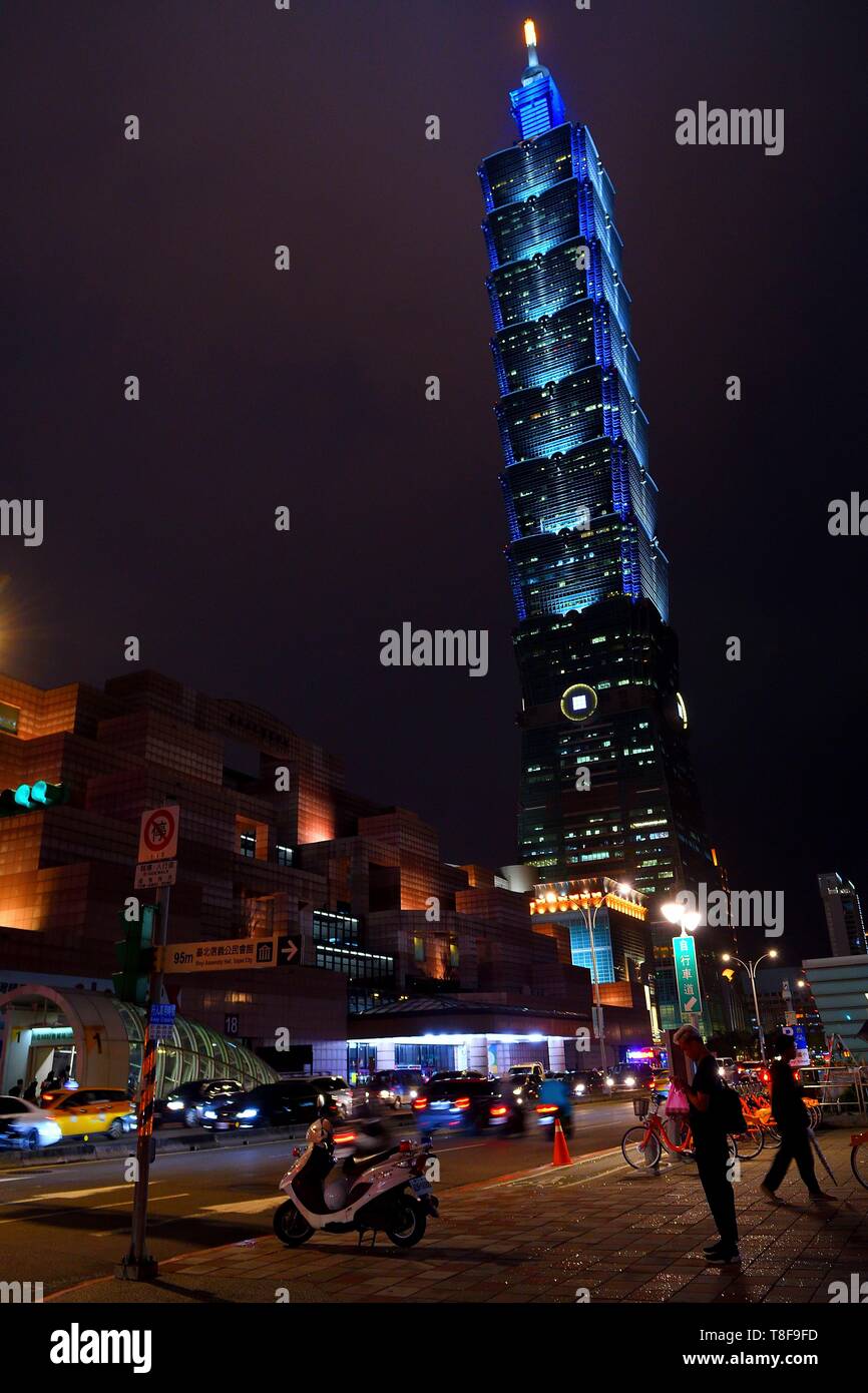 Repubblica di Cina, Taiwan, Taipei, Xinyi District, Taipei 101 Tower Foto Stock