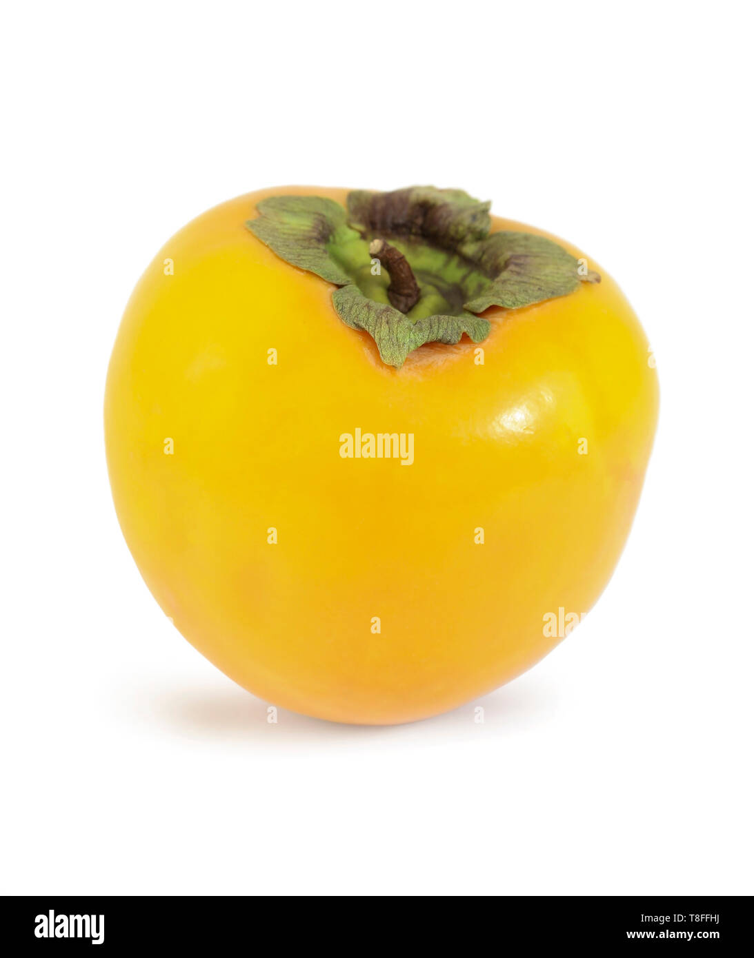 Mature vicino persimmon isolata su bianco Foto Stock