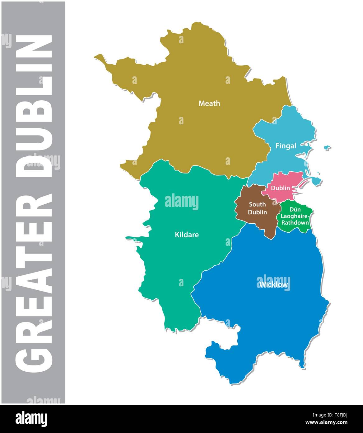 Una maggiore area di Dublino politica e amministrativa di mappa vettoriale.eps Illustrazione Vettoriale