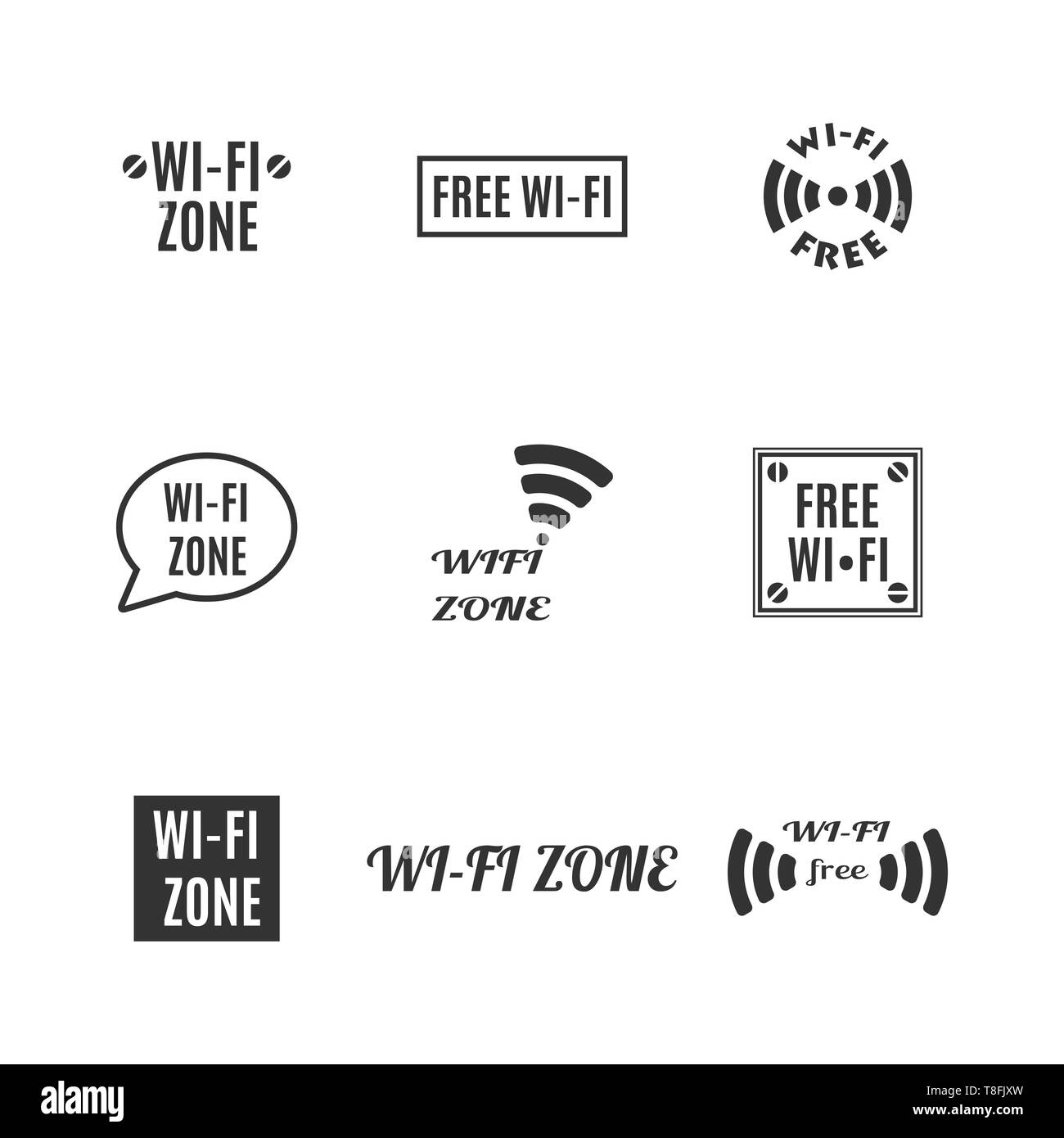 Set di varie icone senza fili isolati su uno sfondo bianco. In stile appartamento, illustrazione vettoriale. Illustrazione Vettoriale