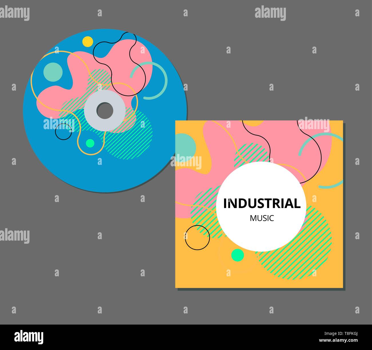 Copertina CD presentation design modello astratto con forme geometriche, modificabile EPS10 illustrazione vettoriale. Illustrazione Vettoriale