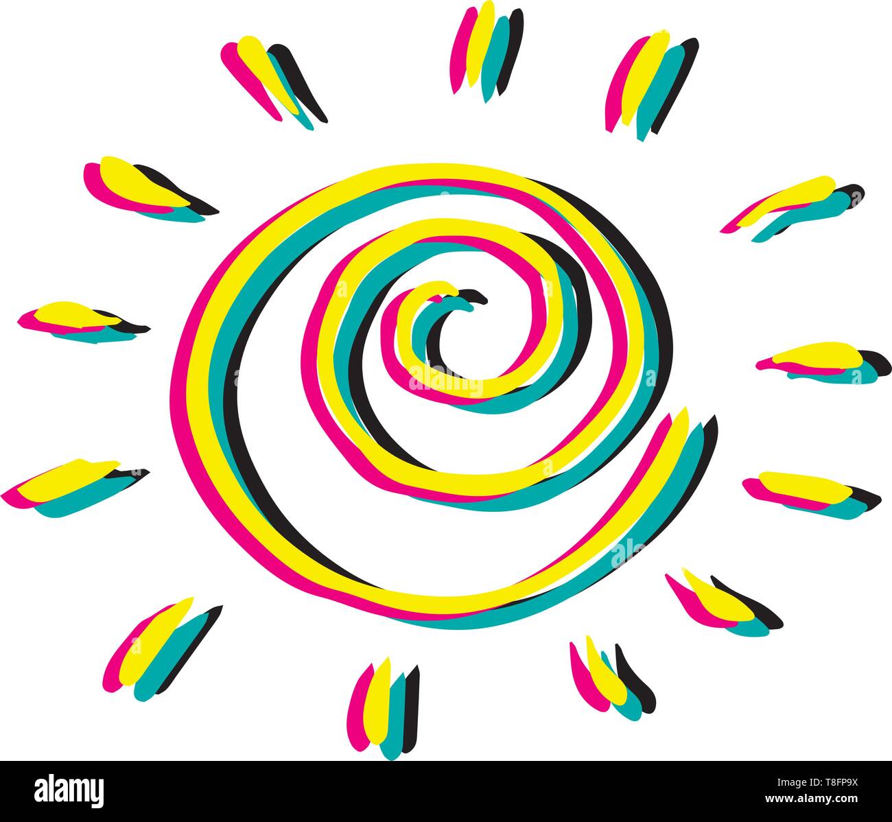 Creative disegnati a mano colorato sunny illustrazione vettoriale. Illustrazione Vettoriale