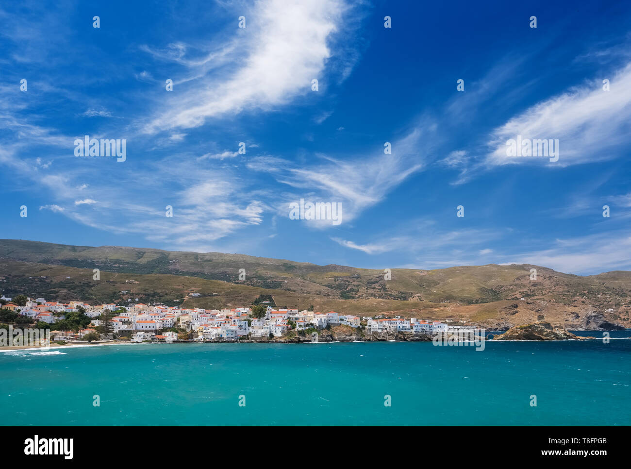Chora città sull'isola di Andros, Grecia Foto Stock