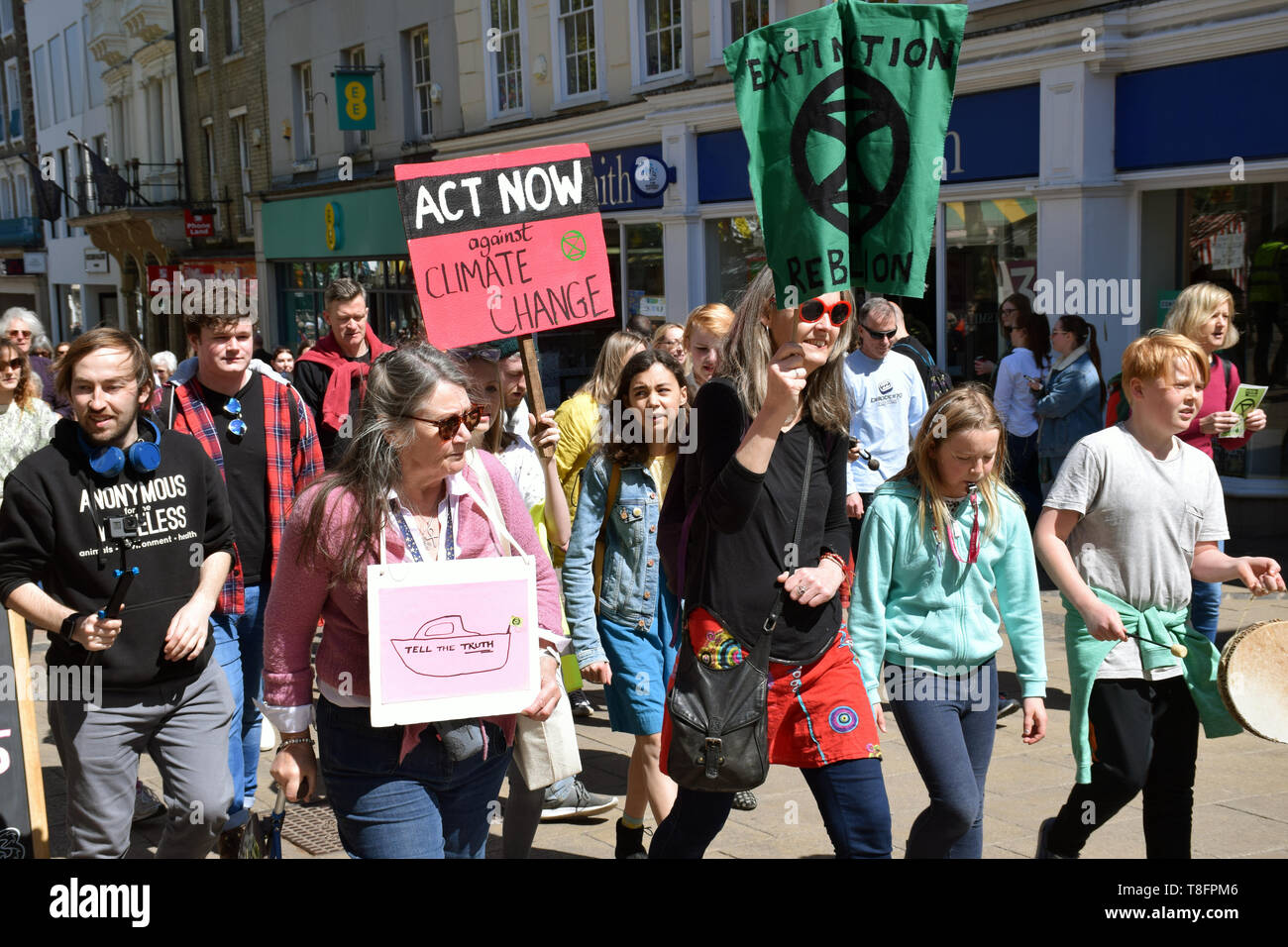 La Ribellione di estinzione il cambiamento climatico protesta in Norwich, Regno Unito 12 maggio 2019 Foto Stock