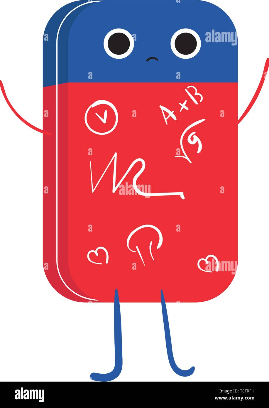 Gli Emoji di rosso e blu penna colorata eraser con eye-design accattivante e operazioni aritmetiche ha un viso carino con due occhi esprime tristezza mentre sta Illustrazione Vettoriale Gli Emoji di rosso e blu penna colorata eraser con eye-design accattivante e operazioni aritmetiche ha un viso carino con due occhi esprime tristezza mentre sta Illustrazione Vettoriale