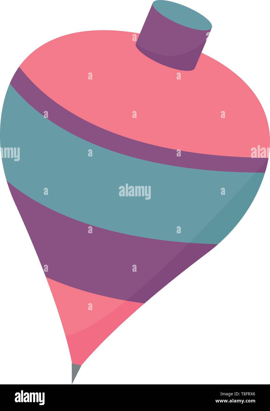 Un colorato piccolo spinning top in rosa, blu e viola i colori, di solito, filati con le dita, isolati su sfondo bianco, il vettore, il colore di disegno o Illustrazione Vettoriale