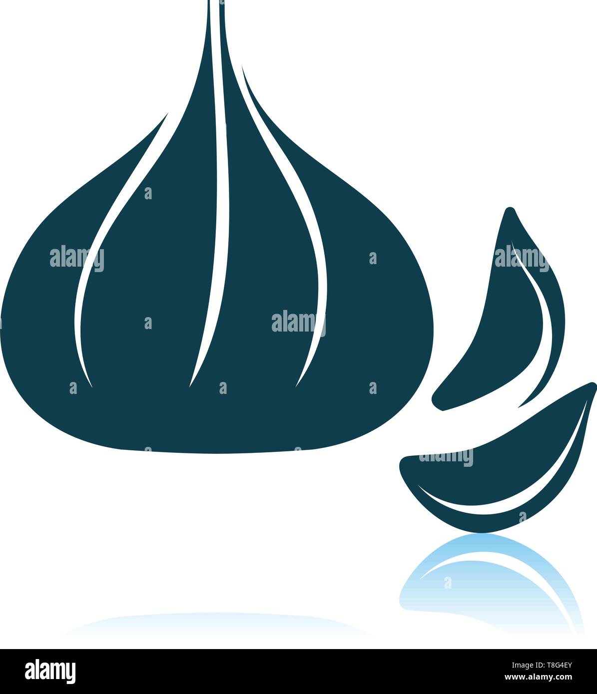 Icona di aglio su sfondo grigio. Ombra di Design di riflessione. Illustrazione Vettoriale. Illustrazione Vettoriale