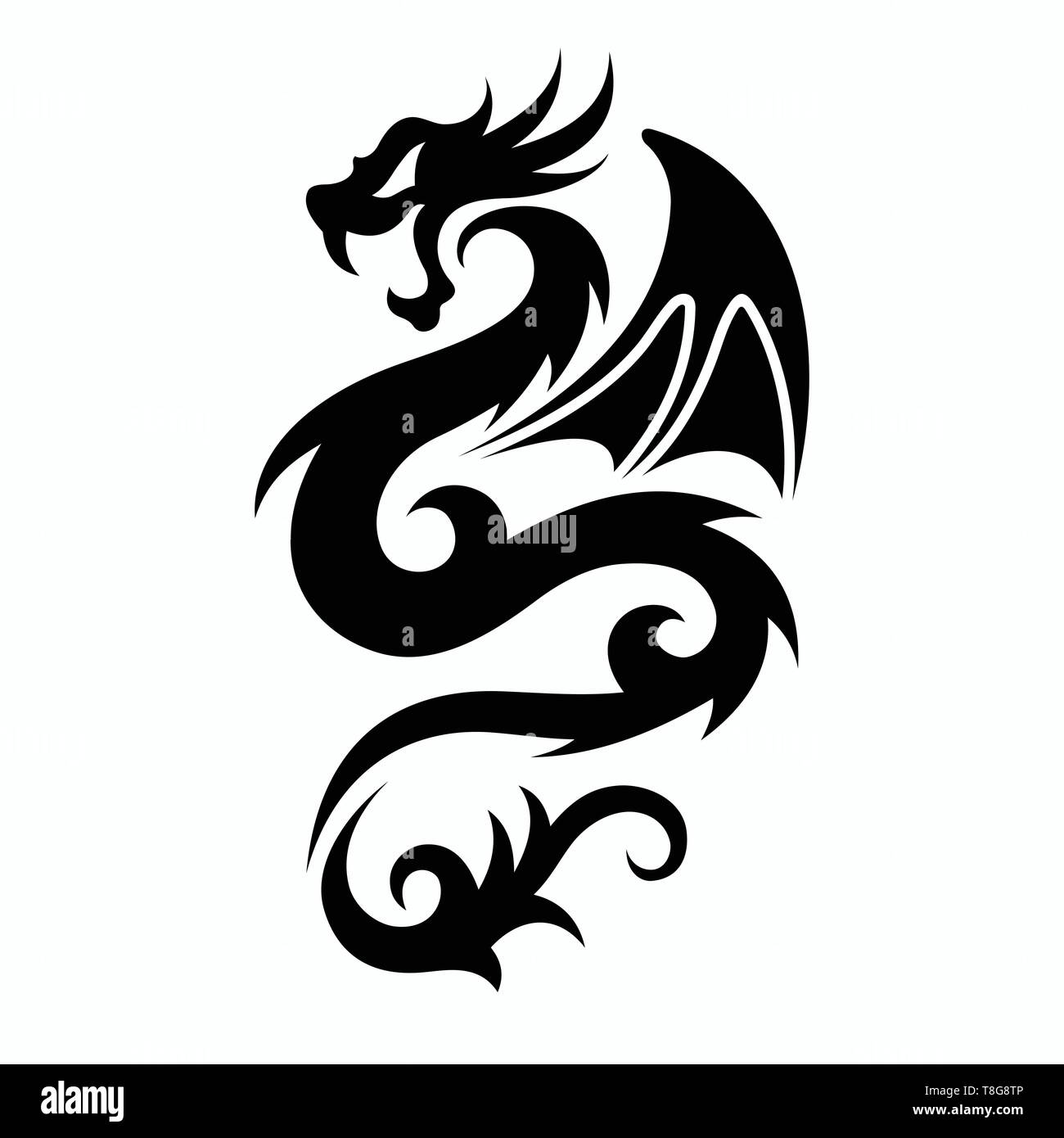 Dragon vettori per tatuaggio disegni e modelli, t-shirt disegni, loghi, simboli, facile da applicare. Illustrazione Vettoriale