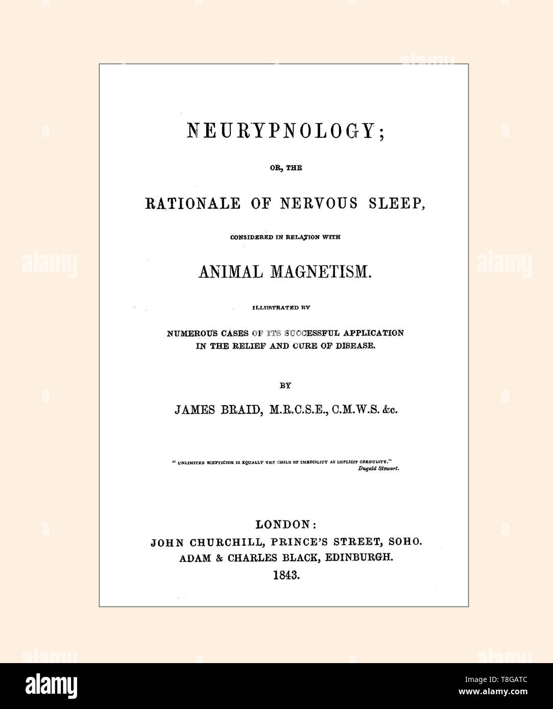 James Braid 1795-1860 Pagina Titolo puliti e re-set Foto Stock