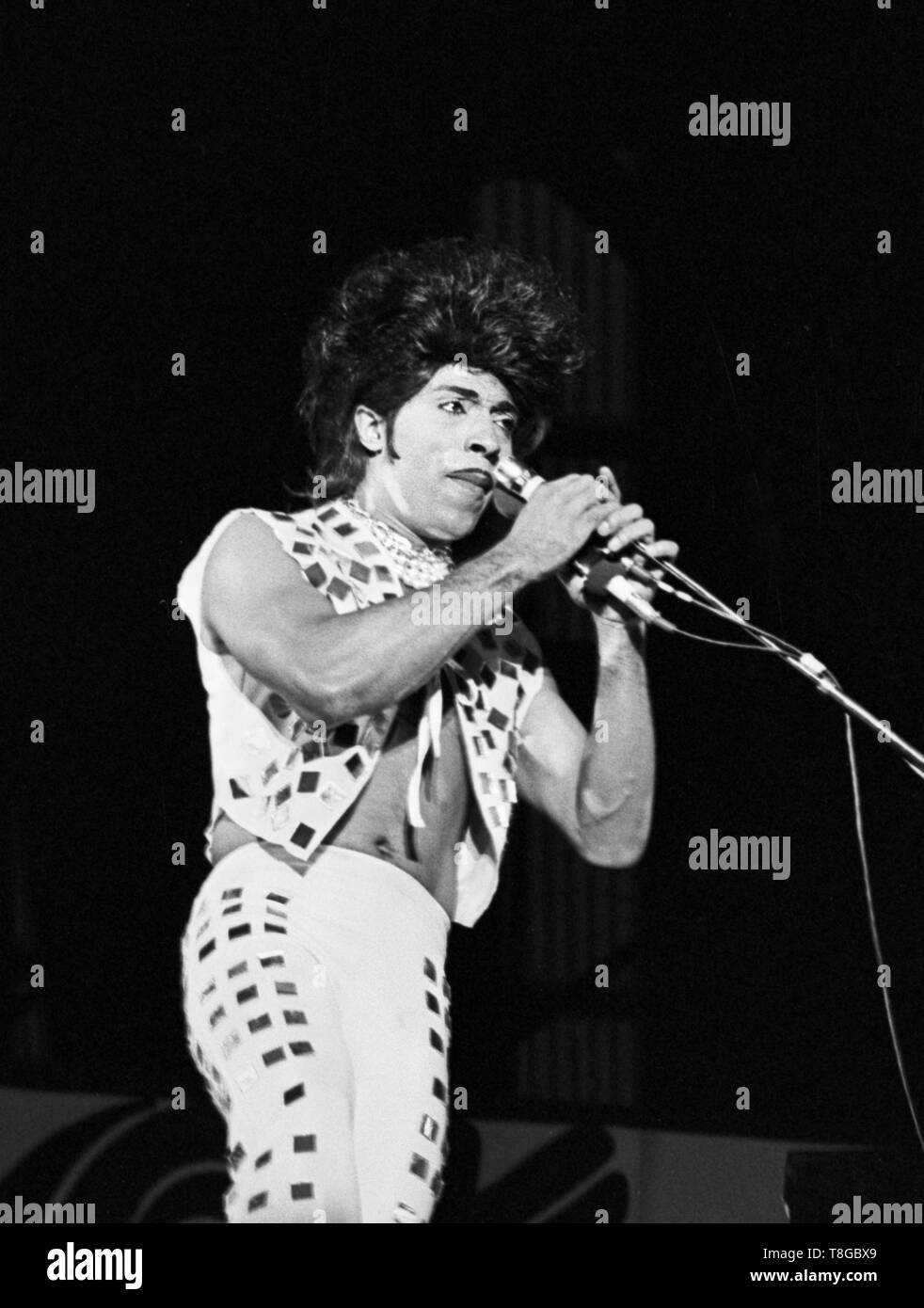 Foto di Little Richard, Little Richard esibirsi sul palco del London Rock'n'Roll show 1974. (Foto Gijsbert Hanekroot) Foto Stock