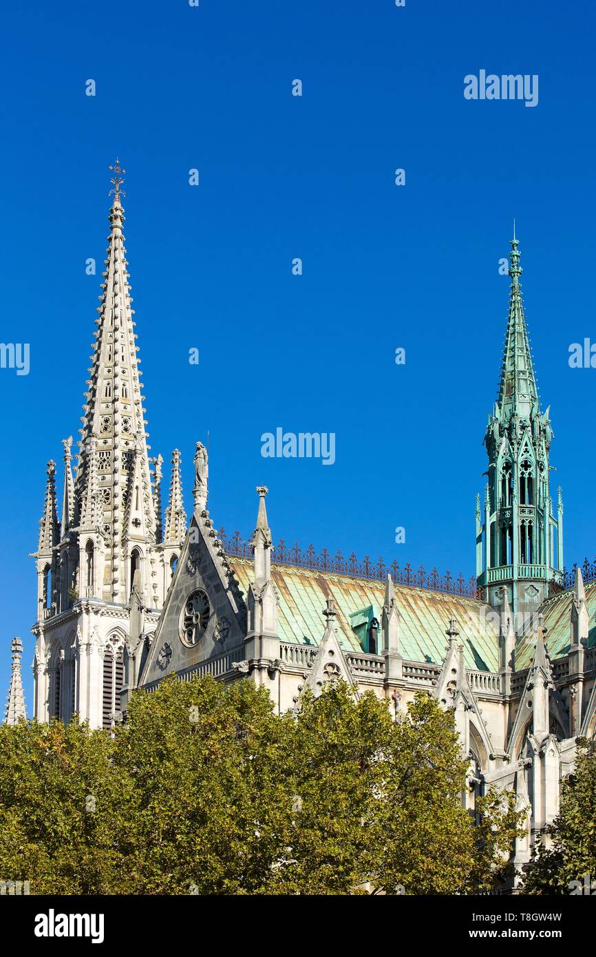 Francia, Meurthe et Moselle, Nancy, Neo Gothic Saint Epvre di Nancy Basilica edificata nel corso del XIX secolo di pietre da Euville Foto Stock