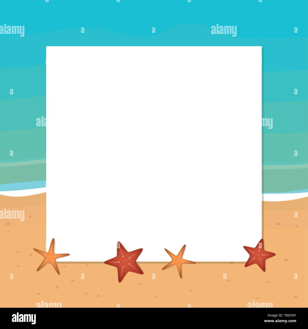 Vacanze estate design con stelle marine e copia scape per il tuo messaggio illustrazione vettoriale EPS10 Illustrazione Vettoriale