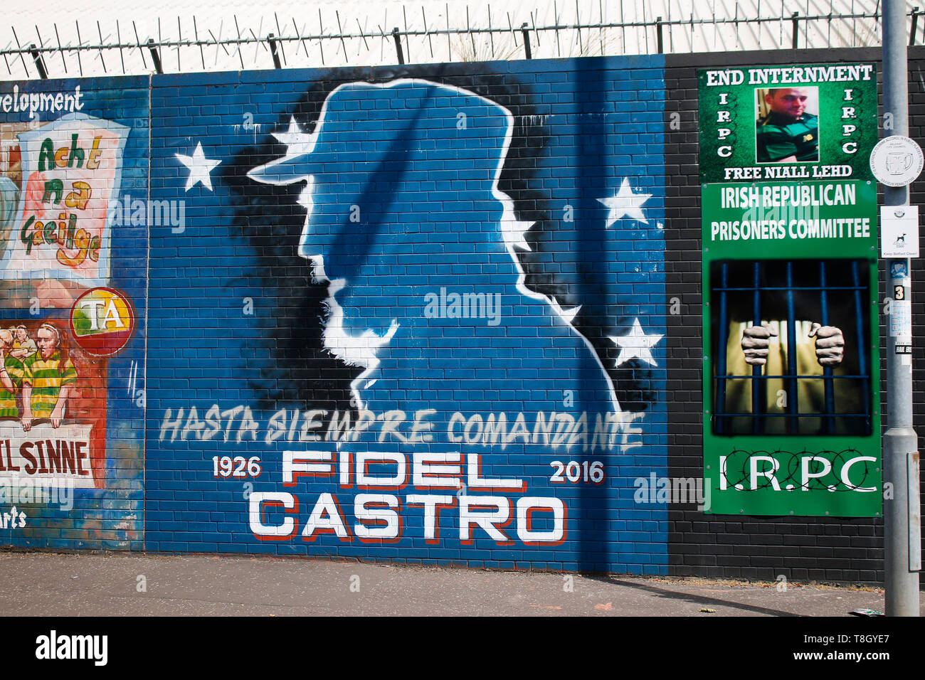 Portrait von Fidel Castro - Impressionen: Parete Internazionale di Belfast, Nordirland/ Irlanda del Nord (nur fuer redaktionelle Verwendung. Keine Werbung. Foto Stock