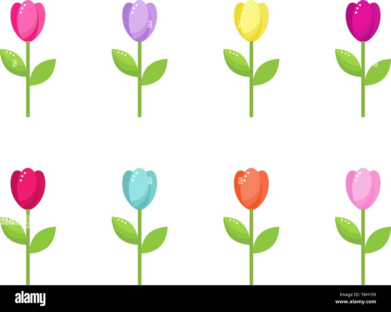 Vettore Collezione di coloratissimi stilizzata tulip fiori Illustrazione Vettoriale