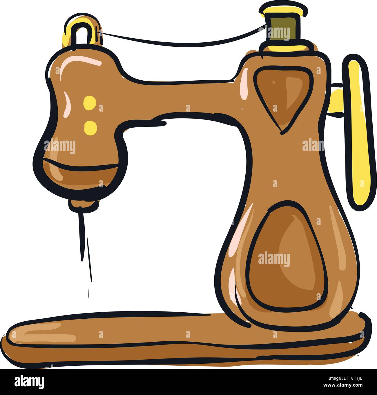 Macchina per cucire disegnati a mano design, illustrazione, vettore su sfondo bianco. Illustrazione Vettoriale