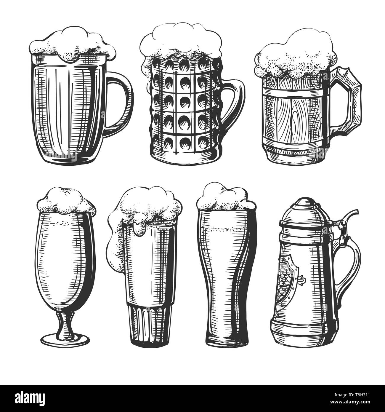 Boccale da birra Boccale di schizzo Illustrazione Vettoriale