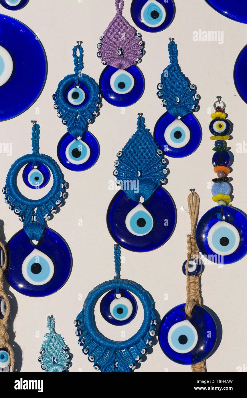 Turchia, Anatolia centrale, Cappadocia, Uchisar, Nazar amuleto, Malocchio Foto Stock