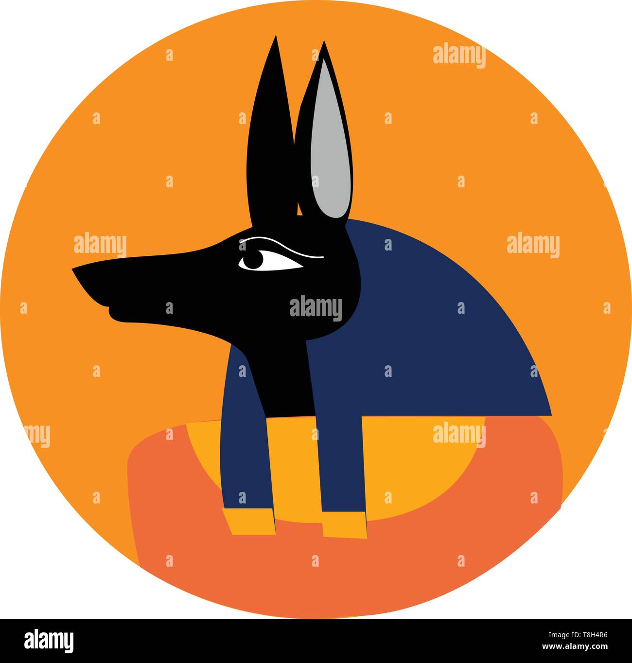 Un Anubis che mostra solo la sua testa jackle , il vettore, il colore di disegno o illustrazione. Illustrazione Vettoriale