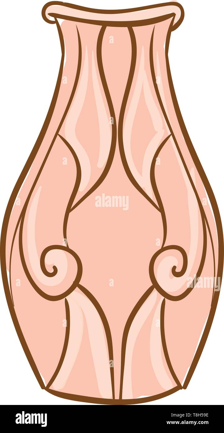 Un alto vaso di fiori di colore rosa con disegni su di esso , il vettore, il colore di disegno o illustrazione. Illustrazione Vettoriale
