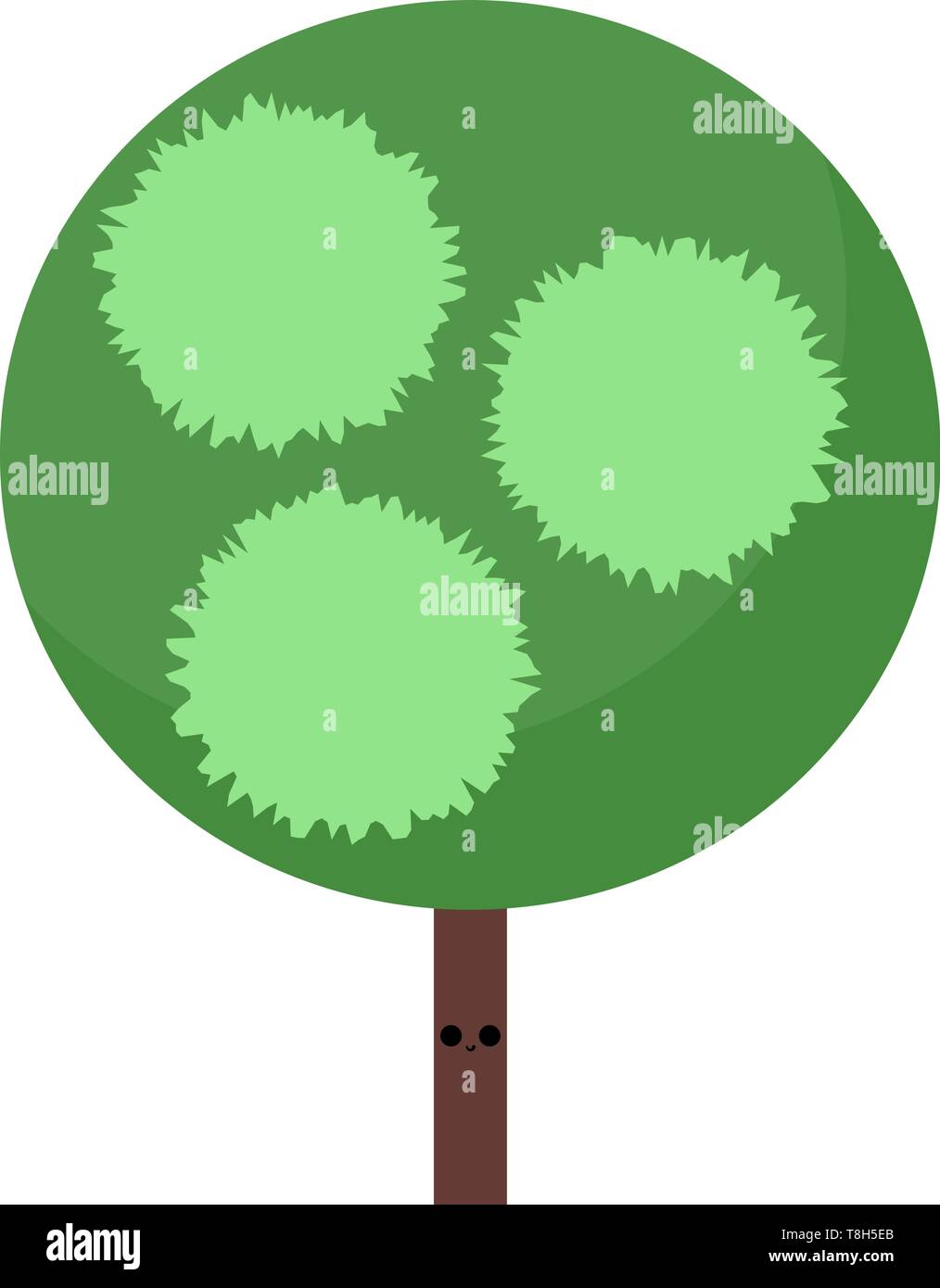 Un grande albero verde in forma circolare con un sacco di rami , il vettore, il colore di disegno o illustrazione. Illustrazione Vettoriale