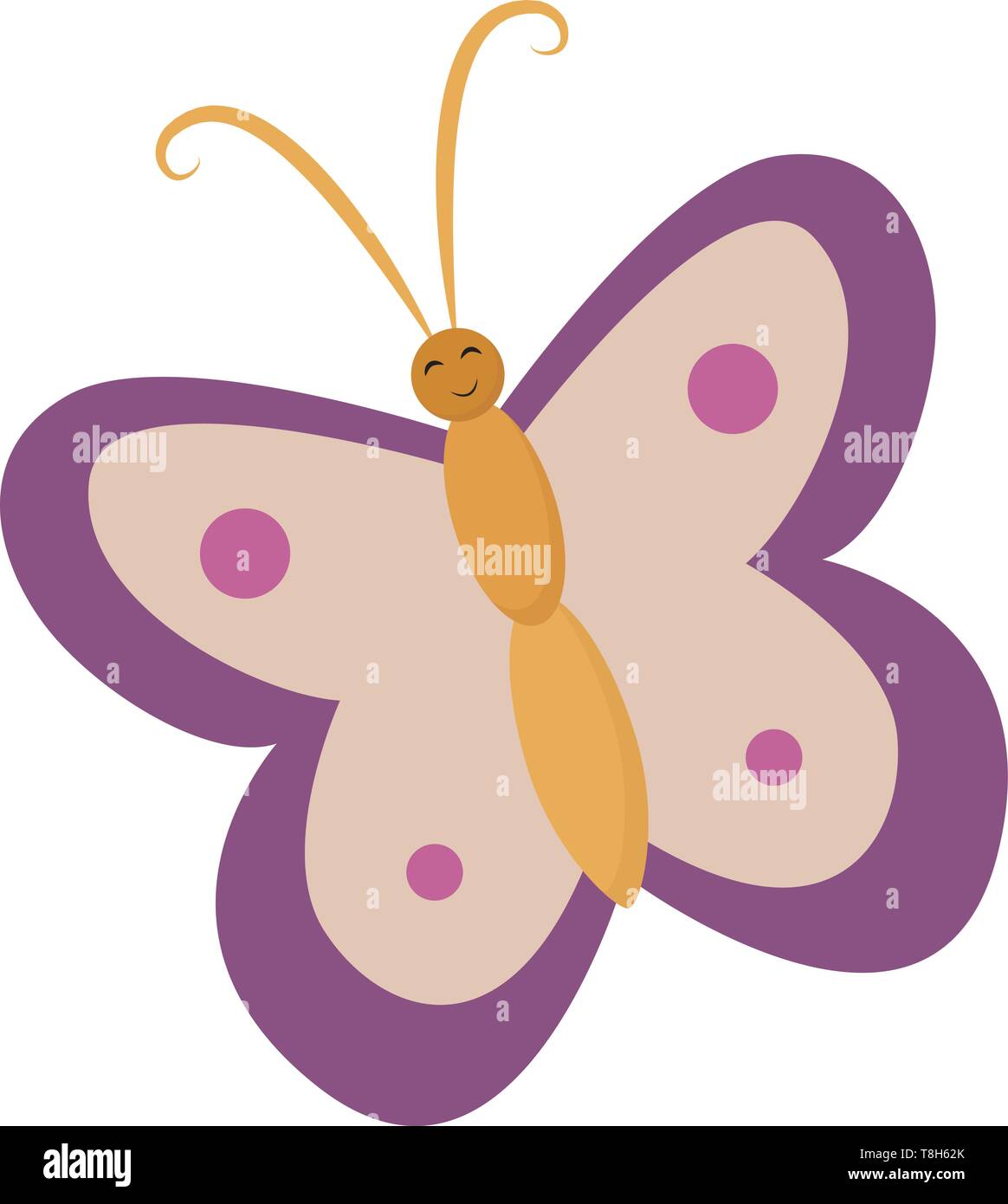 Un simpatico farfalla in colore rosa e viola punti su di essa , il vettore, il colore di disegno o illustrazione. Illustrazione Vettoriale