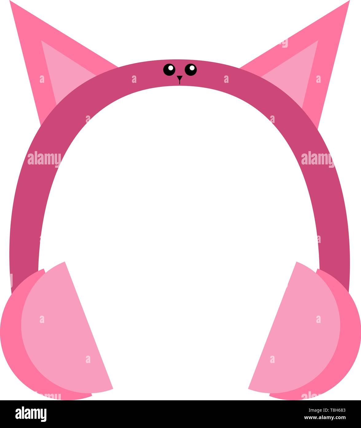 Un simpatico auricolari in colore rosa con una forma delle orecchie di gatto , il vettore, il colore di disegno o illustrazione. Illustrazione Vettoriale