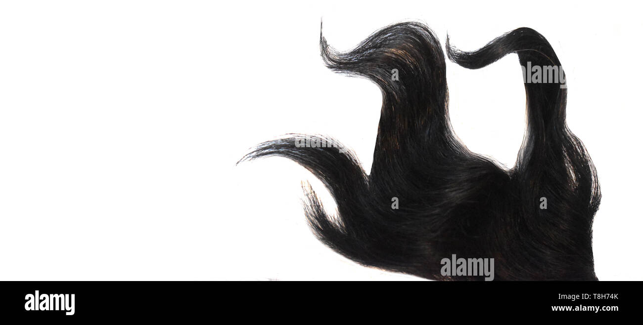 Ricci capelli tinti strand isolati su sfondo bianco Foto Stock