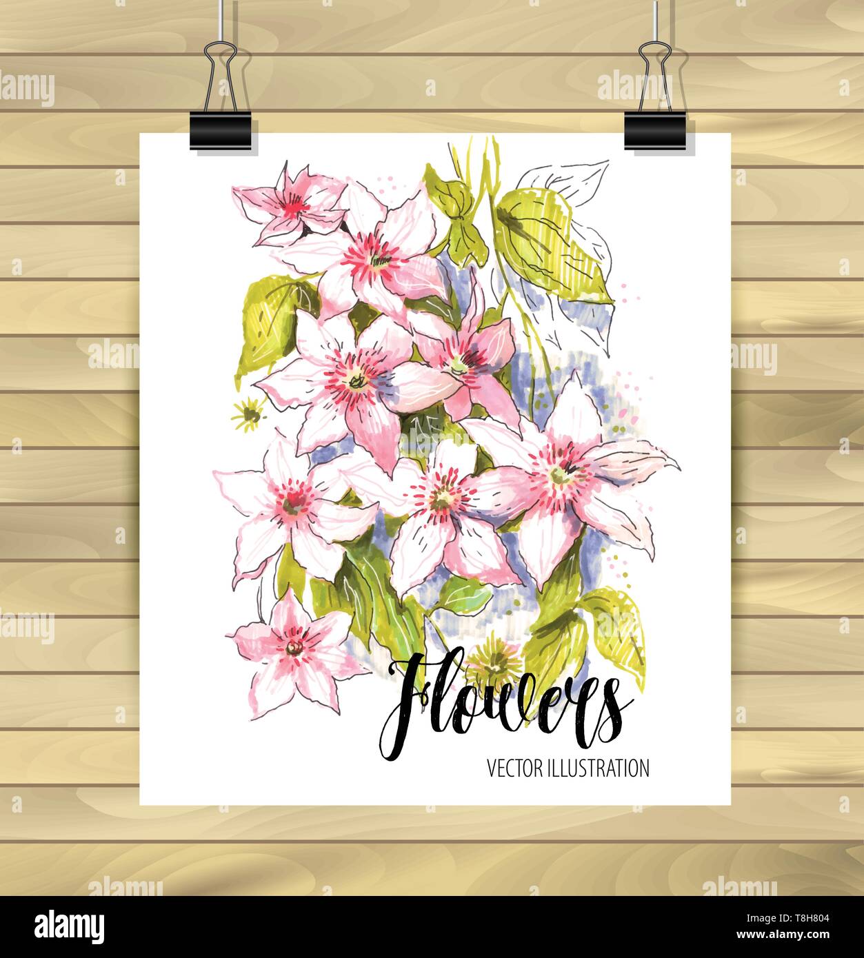 Funky disegnati a mano mix di fiori e foglie - illustrazione vettoriale Illustrazione Vettoriale