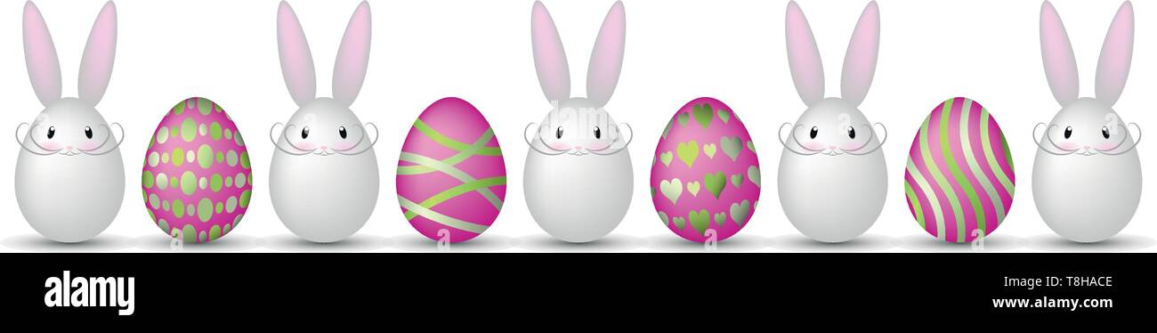 Le uova di pasqua con coniglietti Illustrazione Vettoriale